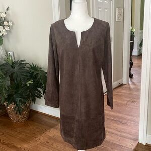 Jade Brown Faux Suede Tunic Dress